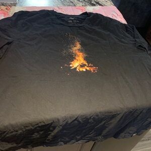 Pur Black Tee with Vibrant Fire Design